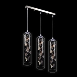 Lámpara colgante de cristal con forma de mariposa y cilindro nórdico creativo