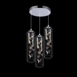 Lámpara colgante de cristal con forma de mariposa y cilindro nórdico creativo