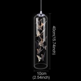Lámpara colgante de cristal con forma de mariposa y cilindro nórdico creativo