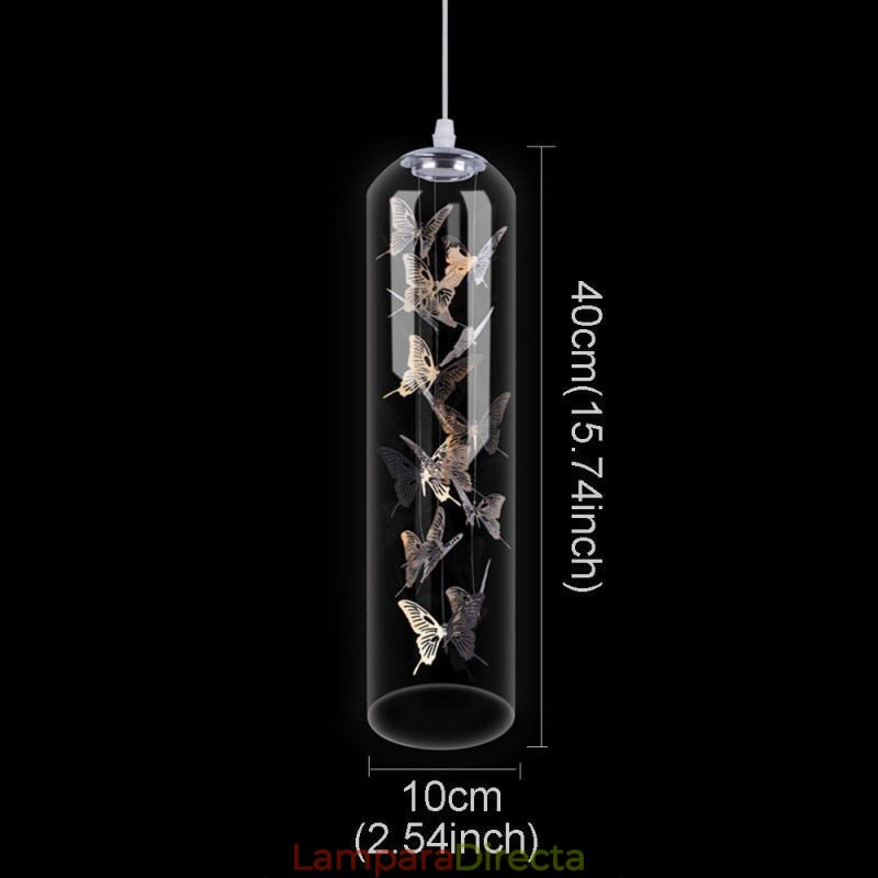 Lámpara colgante de cristal con forma de mariposa y cilindro nórdico creativo