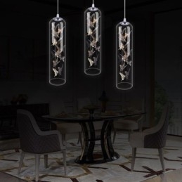 Lámpara colgante de cristal con forma de mariposa y cilindro nórdico creativo