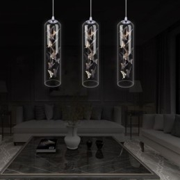 Lámpara colgante de cristal con forma de mariposa y cilindro nórdico creativo