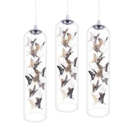 Lámpara colgante de cristal con forma de mariposa y cilindro nórdico creativo