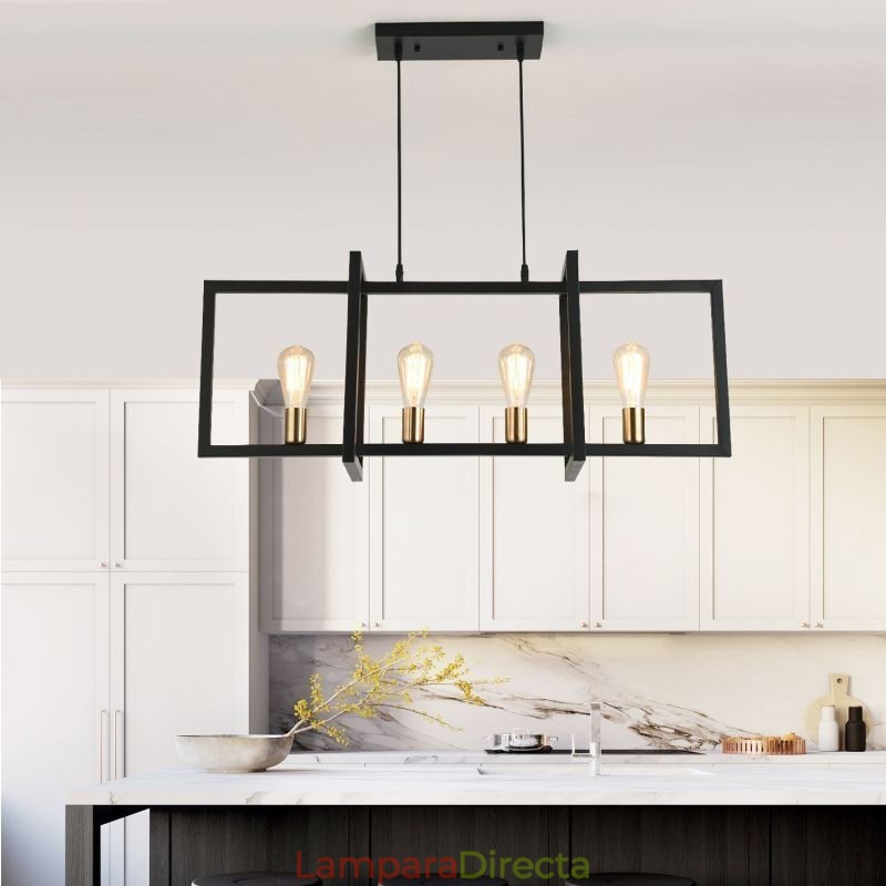 Lámpara colgante de 4 luces estilo industrial Lightingway