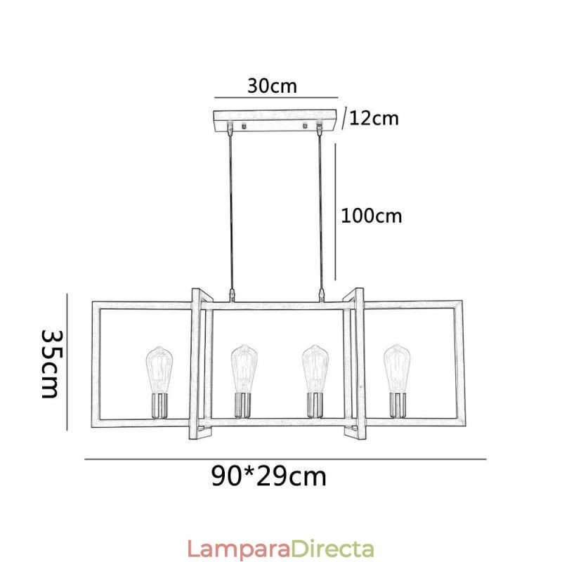 Lámpara colgante de 4 luces estilo industrial Lightingway