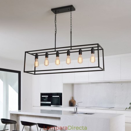 Lámpara colgante estilo granja, isla, 6 luces Lámpara colgante estilo granja, isla, 6 luces