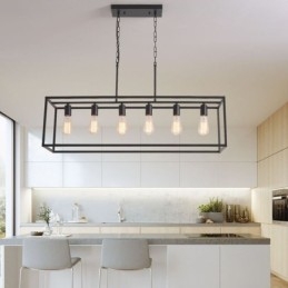 Lámpara colgante estilo granja, isla, 6 luces