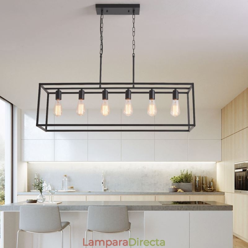 Lámpara colgante estilo granja, isla, 6 luces