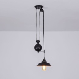 Lámpara colgante de polea industrial de estilo rústico con diseño retráctil y altura ajustable