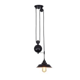 Lámpara colgante de polea industrial de estilo rústico con diseño retráctil y altura ajustable