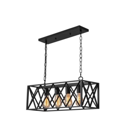 Lámpara colgante rústica rectangular de 4 luces estilo granja Lámpara colgante rústica rectangular de 4 luces estilo granja