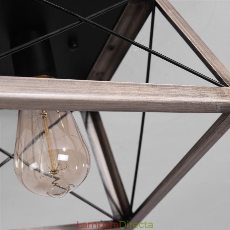 Lámpara colgante trapezoidal vintage de metal negro