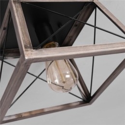 Lámpara colgante trapezoidal vintage de metal negro