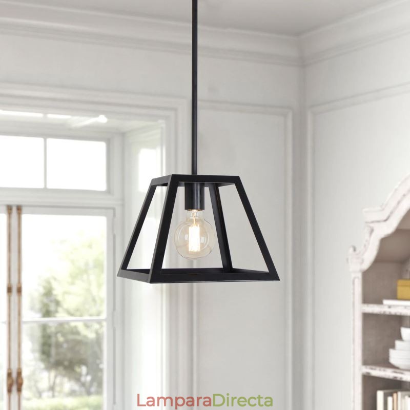 Lámpara colgante rústica de granja, minilámpara de techo industrial de metal, forma trapezoidal, isla