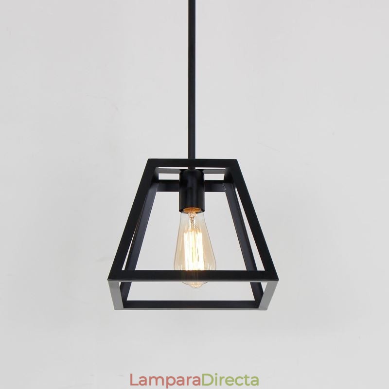 Lámpara colgante rústica de granja, minilámpara de techo industrial de metal, forma trapezoidal, isla