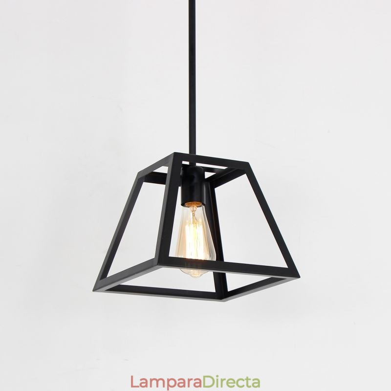Lámpara colgante rústica de granja, minilámpara de techo industrial de metal, forma trapezoidal, isla