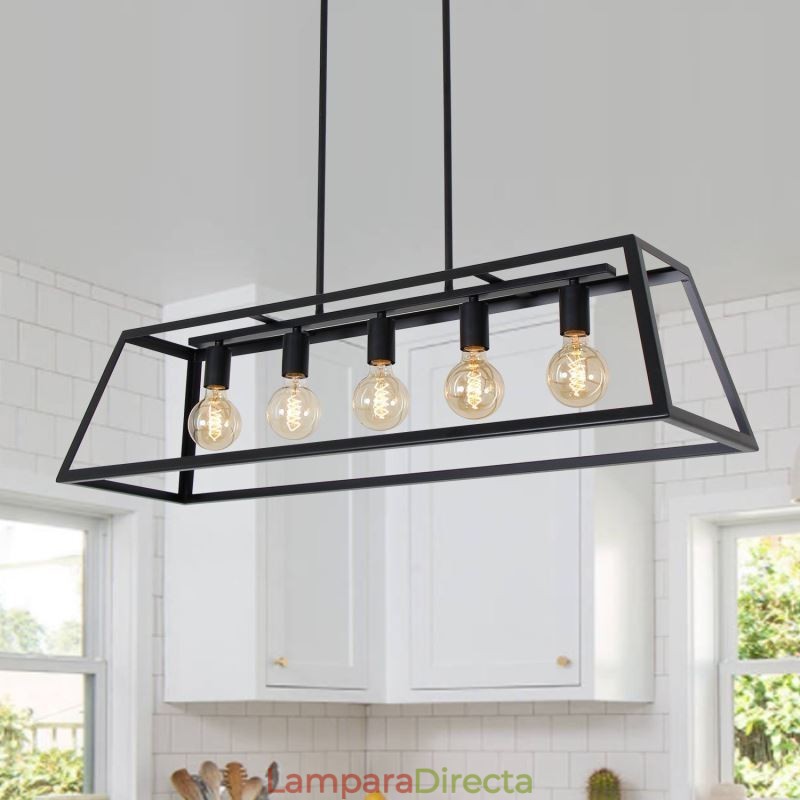 Lámpara colgante de metal industrial, lámpara de techo colgante trapezoidal