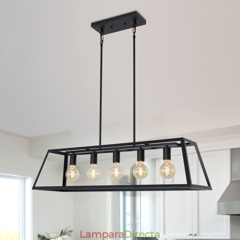 Lámpara colgante de metal industrial, lámpara de techo colgante trapezoidal