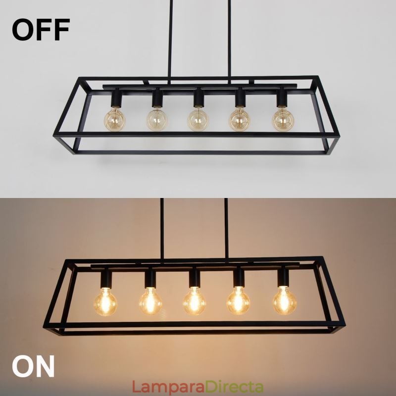 Lámpara colgante de metal industrial, lámpara de techo colgante trapezoidal