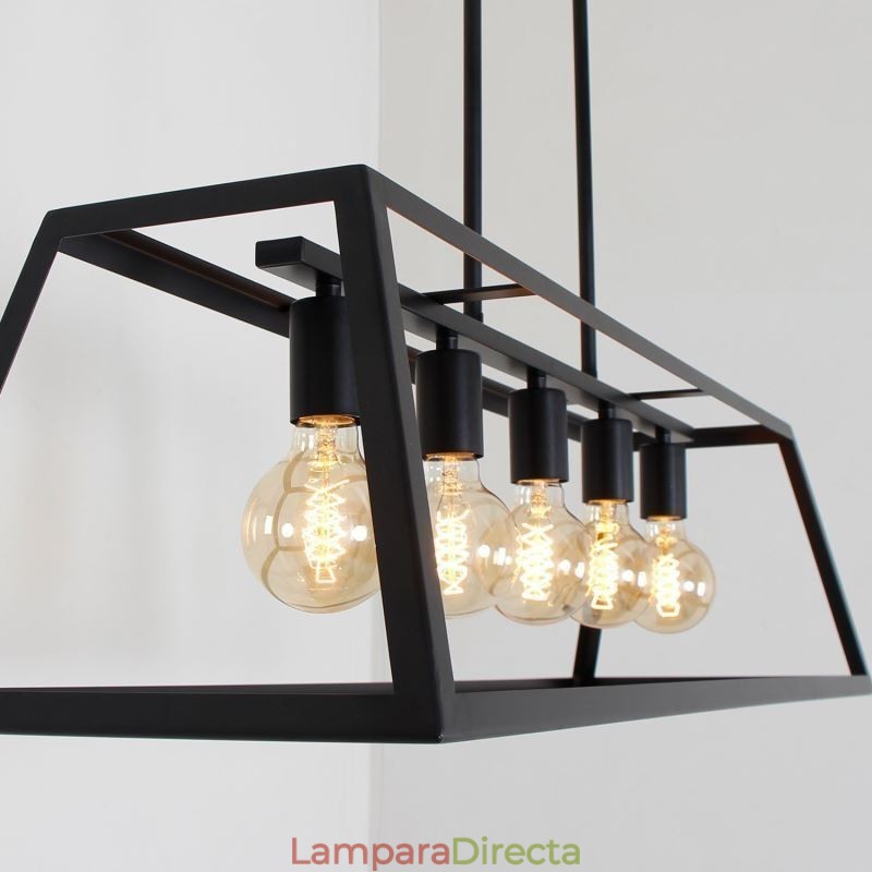 Lámpara colgante de metal industrial, lámpara de techo colgante trapezoidal