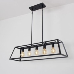 Lámpara colgante de metal industrial, lámpara de techo colgante trapezoidal