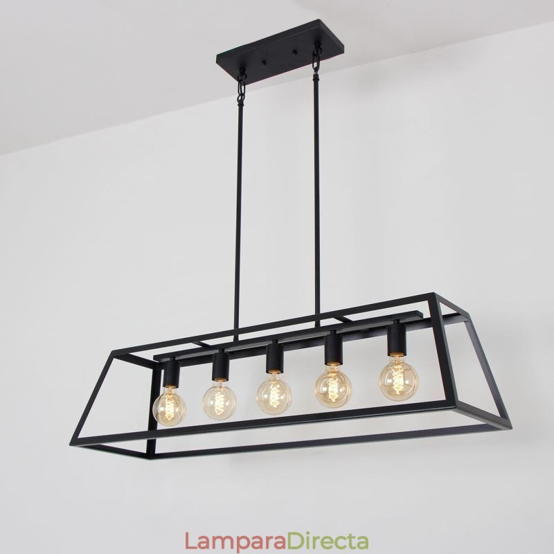 Lámpara colgante de metal industrial, lámpara de techo colgante trapezoidal