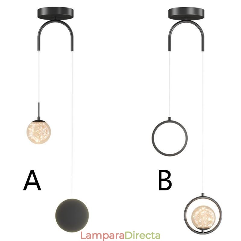 Lámpara colgante de bola moderna con anillo redondo