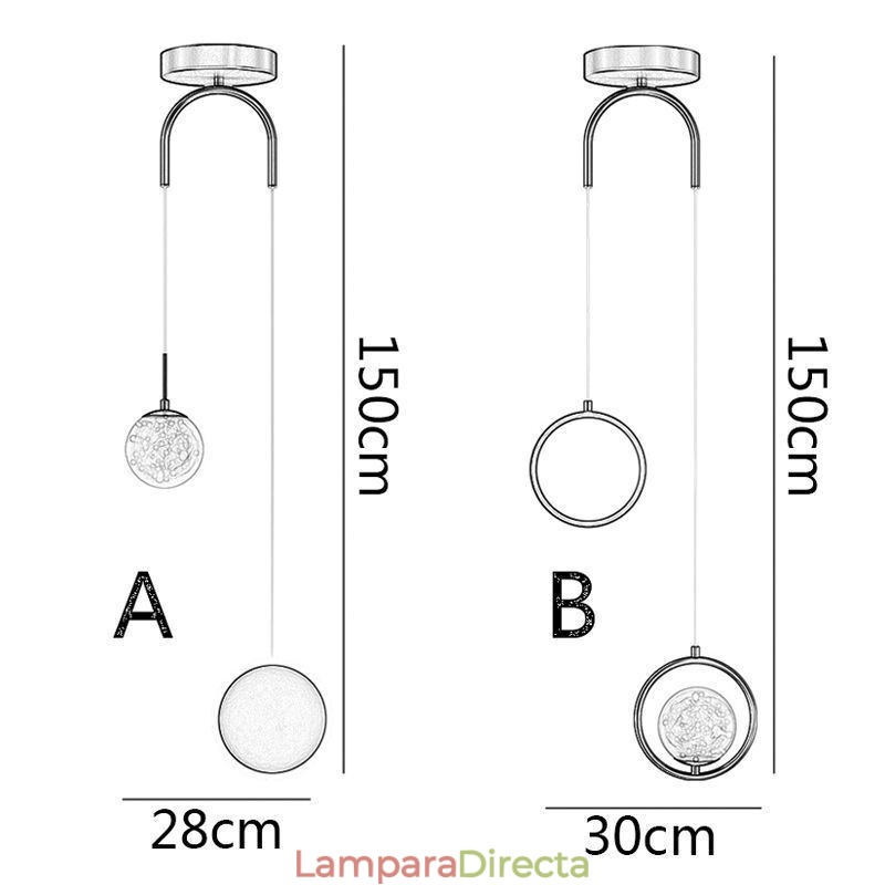 Lámpara colgante de bola moderna con anillo redondo