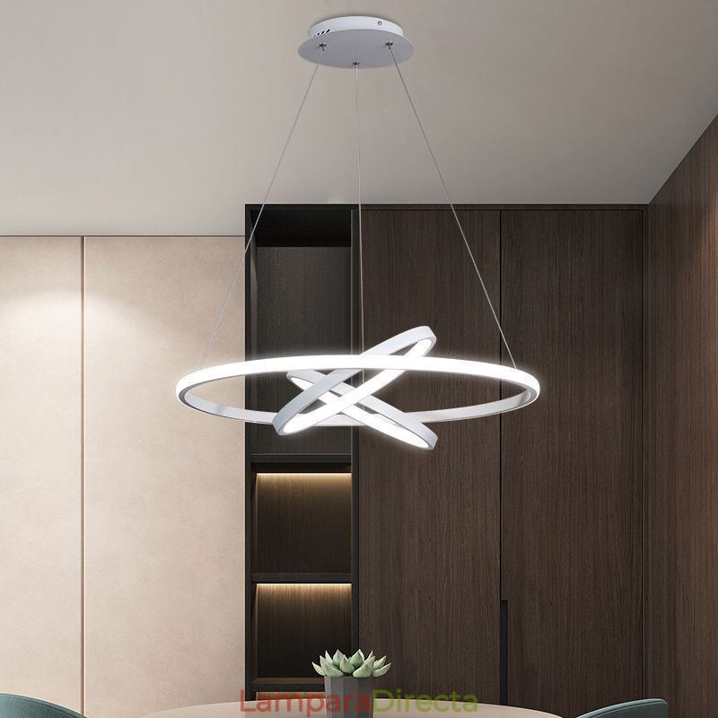 Lámpara de araña moderna regulable con 3 anillos de iluminación colgante