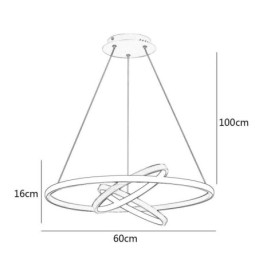 Lámpara de araña moderna regulable con 3 anillos de iluminación colgante