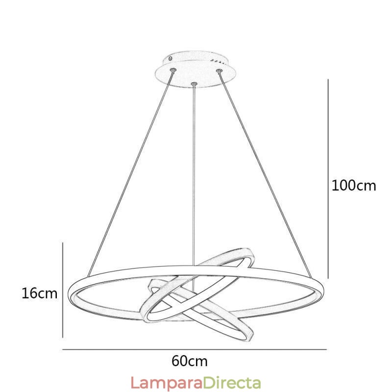 Lámpara de araña moderna regulable con 3 anillos de iluminación colgante