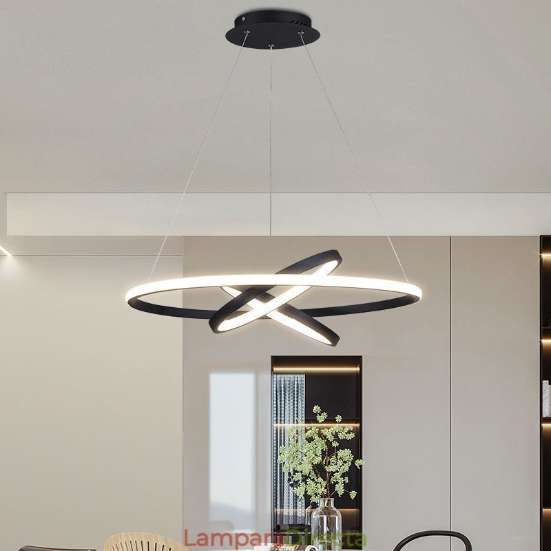 Lámpara de araña moderna regulable con 3 anillos de iluminación colgante