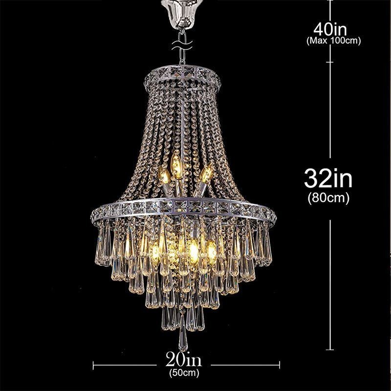 Lámpara de araña de cristal moderna, elegante y contemporánea, lámpara de techo, escalera dúplex