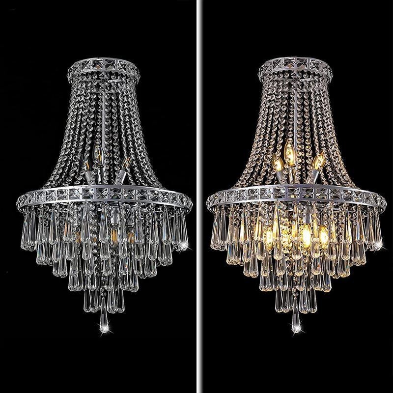 Lámpara de araña de cristal moderna, elegante y contemporánea, lámpara de techo, escalera dúplex