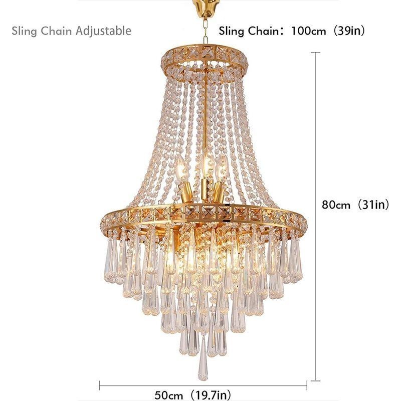 Lámpara de araña de cristal moderna, elegante y contemporánea, lámpara de techo, escalera dúplex