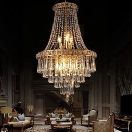 Lámpara de araña de cristal moderna, elegante y contemporánea, lámpara de techo, escalera dúplex