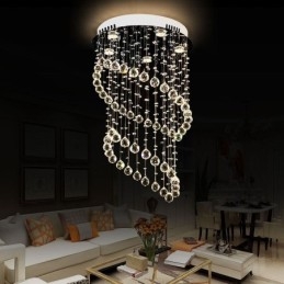 Lámpara de techo moderna de cristal con forma de gota de lluvia redonda