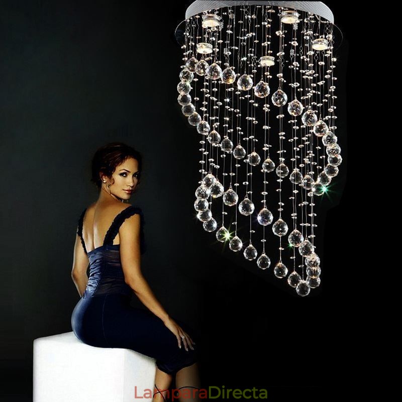 Lámpara de techo moderna de cristal con forma de gota de lluvia redonda