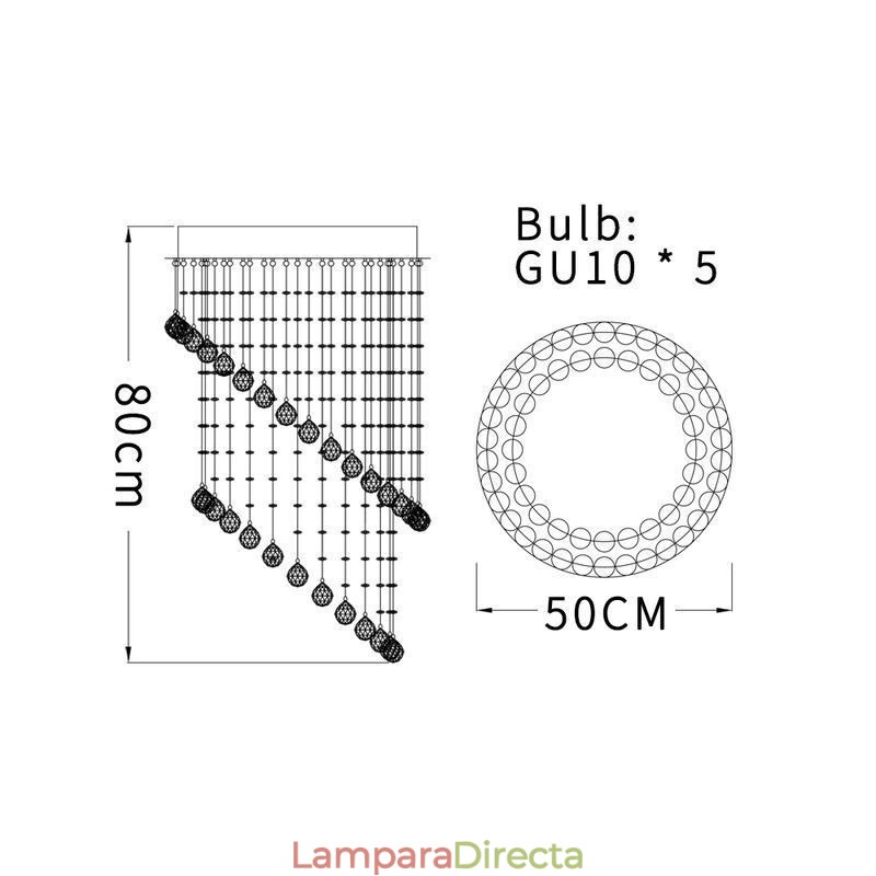 Lámpara de techo moderna de cristal con forma de gota de lluvia redonda