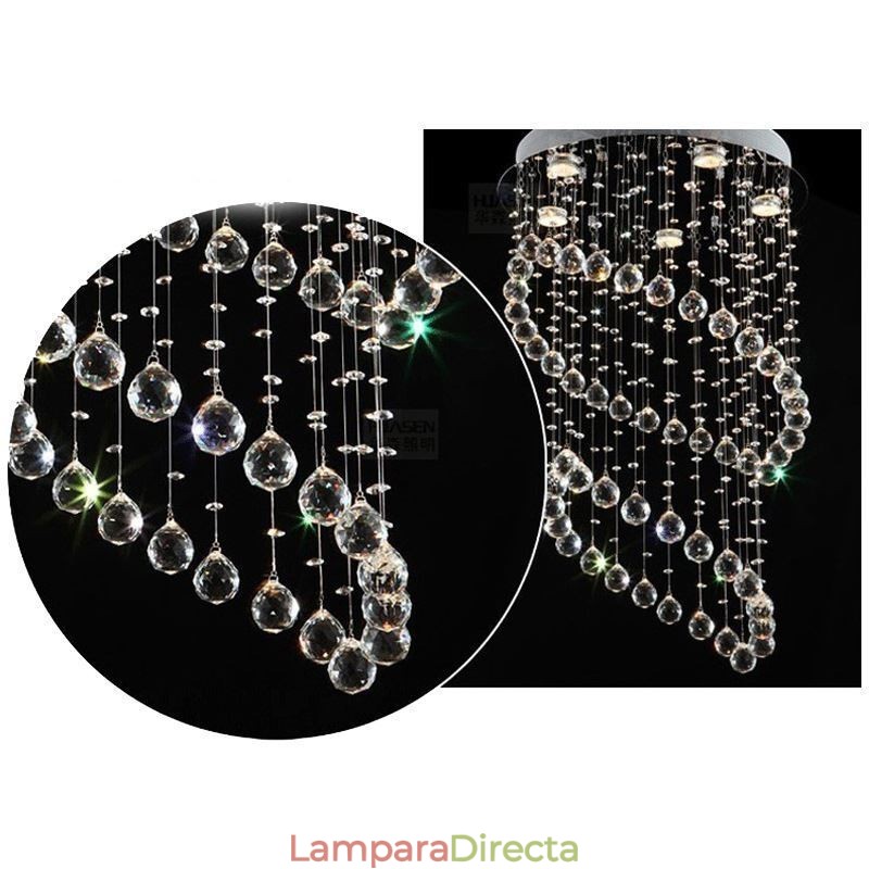 Lámpara de techo moderna de cristal con forma de gota de lluvia redonda