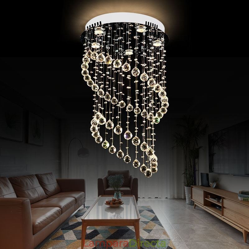 Lámpara de techo moderna de cristal con forma de gota de lluvia redonda