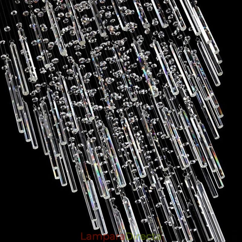 Lámpara de araña de cristal cuadrada moderna, elegante y contemporánea, lámpara de techo dúplex para escalera