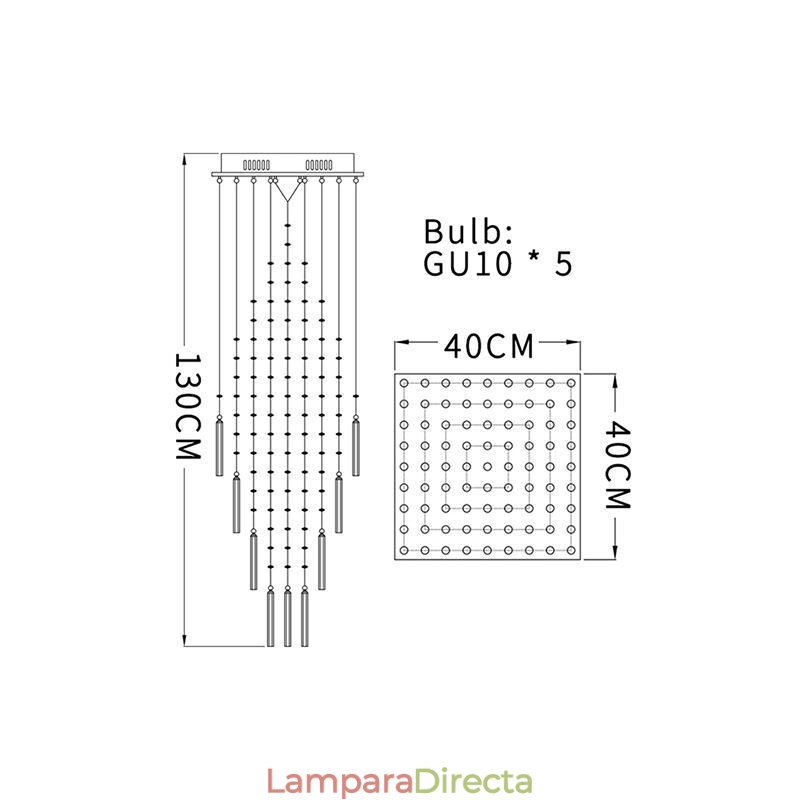 Lámpara de araña de cristal cuadrada moderna, elegante y contemporánea, lámpara de techo dúplex para escalera