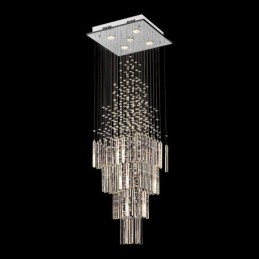Lámpara de araña de cristal cuadrada moderna, elegante y contemporánea, lámpara de techo dúplex para escalera
