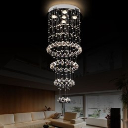 Lámpara de araña de cristal contemporánea y elegante para techo, escalera dúplex