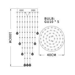 Lámpara de araña de cristal contemporánea y elegante para techo, escalera dúplex
