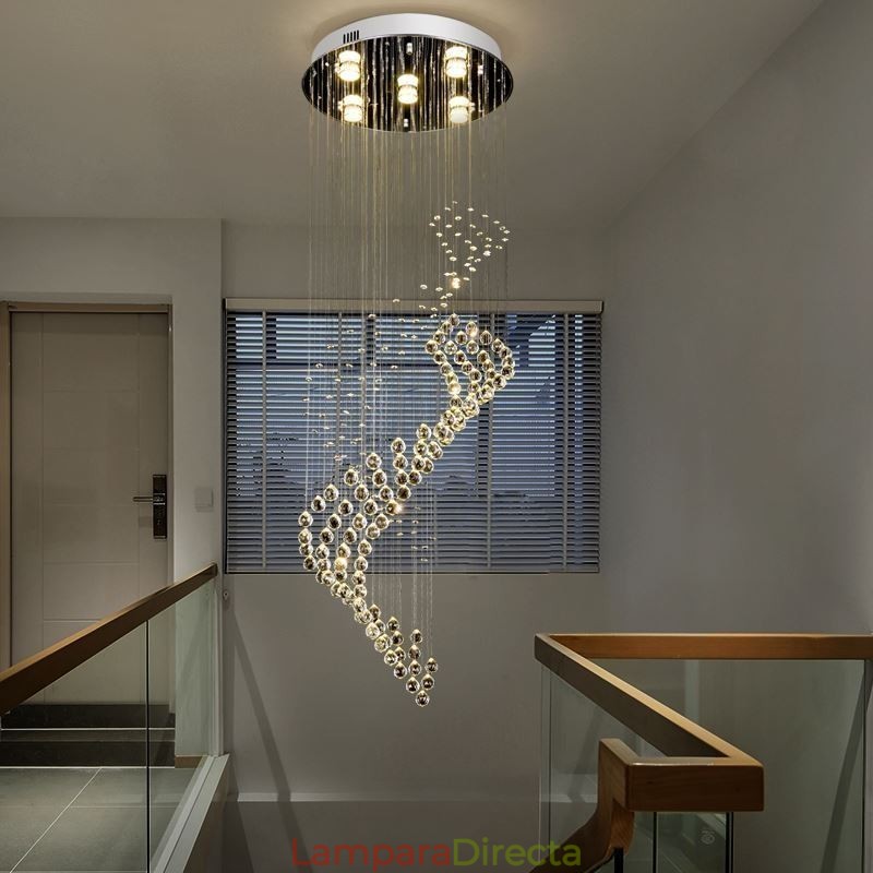 Elegante lámpara de araña de cristal con forma de gota de lluvia para el techo del vestíbulo