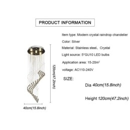 Elegante lámpara de araña de cristal con forma de gota de lluvia para el techo del vestíbulo