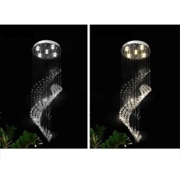 Elegante lámpara de araña de cristal con forma de gota de lluvia para el techo del vestíbulo