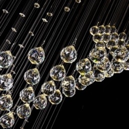 Elegante lámpara de araña de cristal con forma de gota de lluvia para el techo del vestíbulo